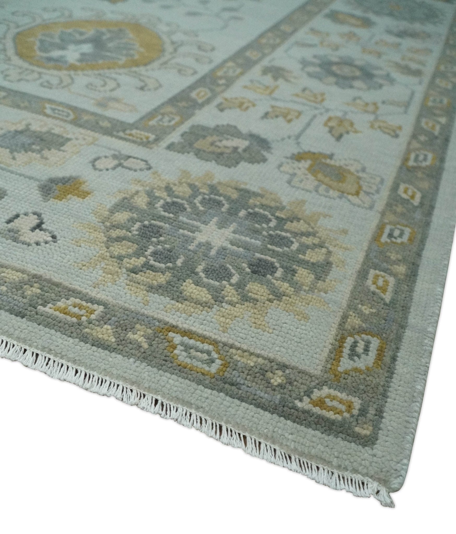 The Rug Decor Area Rug Silver, Olive and Gray Floral Herati Medallion Hand knotted Custom Made wool Area Rug Silver, Olive and Gray Floral Herati Medallion Hand knotted Custom Made wool Area Rug