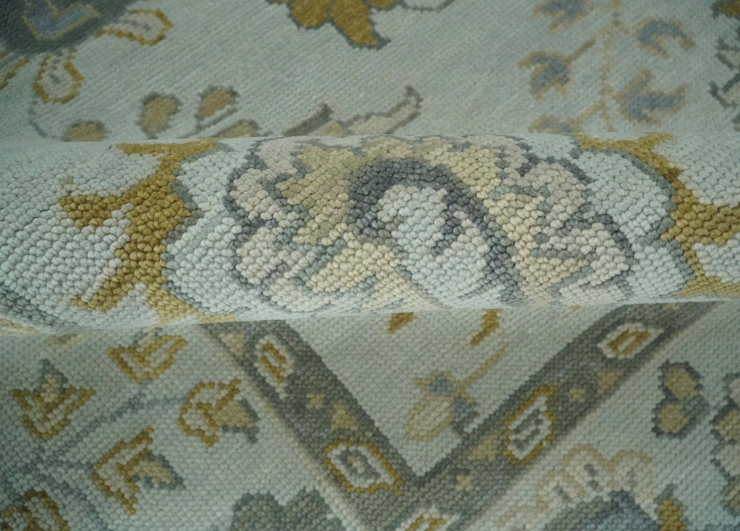 The Rug Decor Area Rug Silver, Olive and Gray Floral Herati Medallion Hand knotted Custom Made wool Area Rug Silver, Olive and Gray Floral Herati Medallion Hand knotted Custom Made wool Area Rug