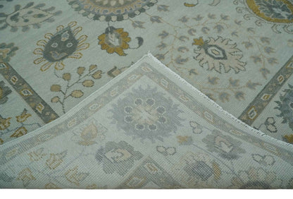 The Rug Decor Area Rug Silver, Olive and Gray Floral Herati Medallion Hand knotted Custom Made wool Area Rug Silver, Olive and Gray Floral Herati Medallion Hand knotted Custom Made wool Area Rug