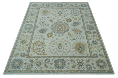 The Rug Decor Area Rug Silver, Olive and Gray Floral Herati Medallion Hand knotted Custom Made wool Area Rug Silver, Olive and Gray Floral Herati Medallion Hand knotted Custom Made wool Area Rug