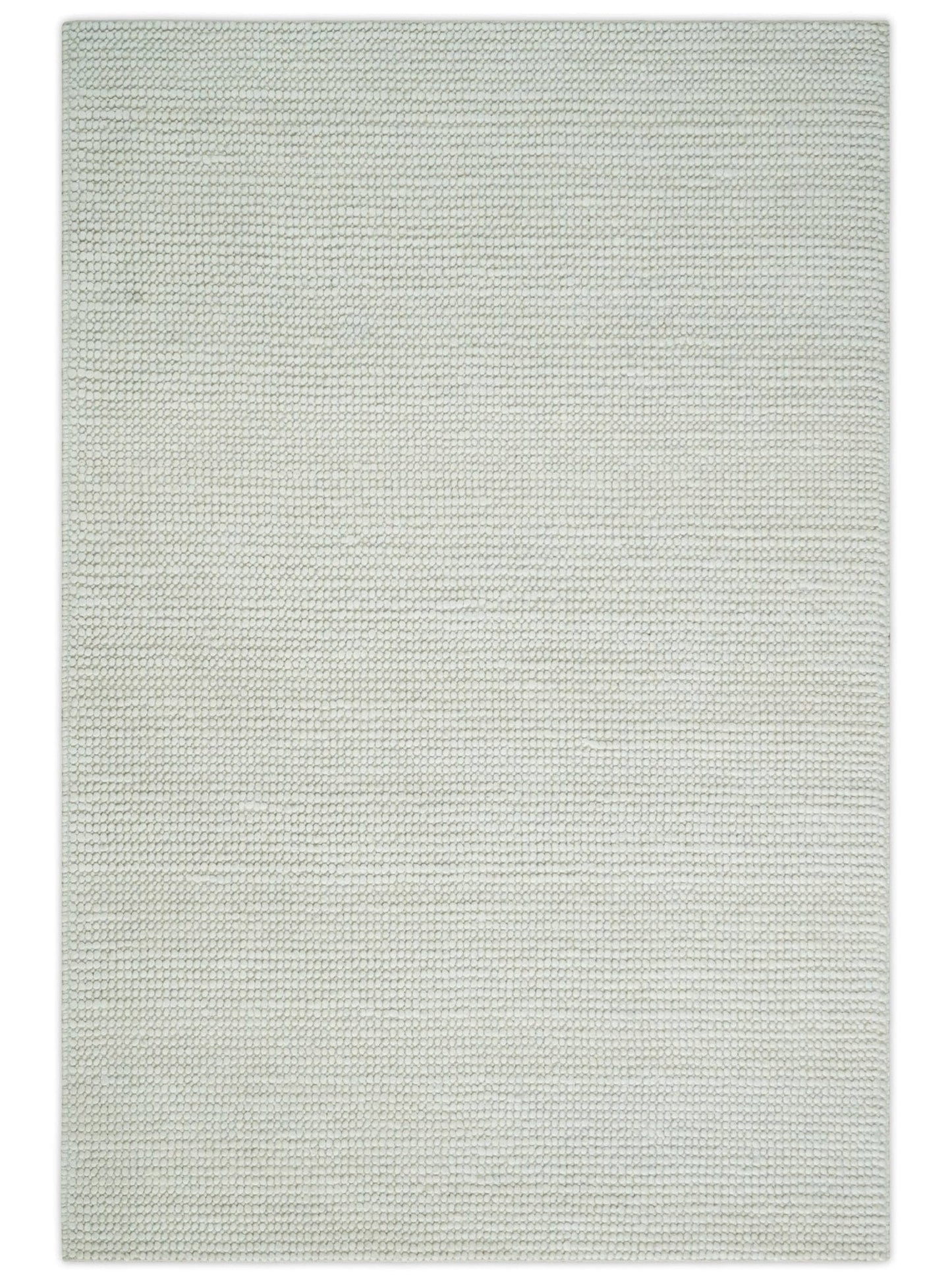 The Rug Decor Area Rug 6x9 Solid Ivory Chunky Handwoven Wool Area Rug | Layering Rug Solid Ivory Chunky Handwoven Wool Area Rug | Layering Rug