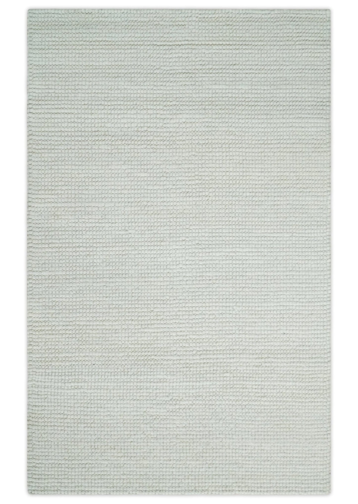 The Rug Decor Area Rug 5x8 Solid Ivory Chunky Handwoven Wool Area Rug | Layering Rug Solid Ivory Chunky Handwoven Wool Area Rug | Layering Rug