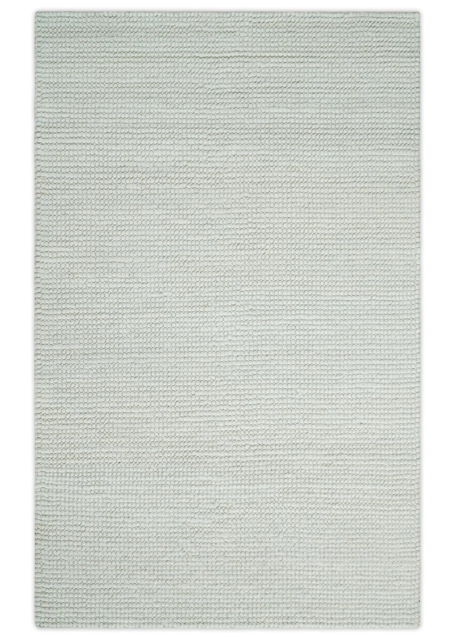 The Rug Decor Area Rug 5x8 Solid Ivory Chunky Handwoven Wool Area Rug | Layering Rug Solid Ivory Chunky Handwoven Wool Area Rug | Layering Rug