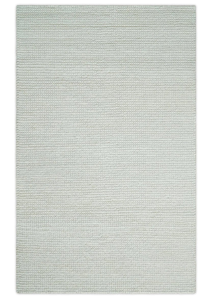 The Rug Decor Area Rug 5x8 Solid Ivory Chunky Handwoven Wool Area Rug | Layering Rug Solid Ivory Chunky Handwoven Wool Area Rug | Layering Rug