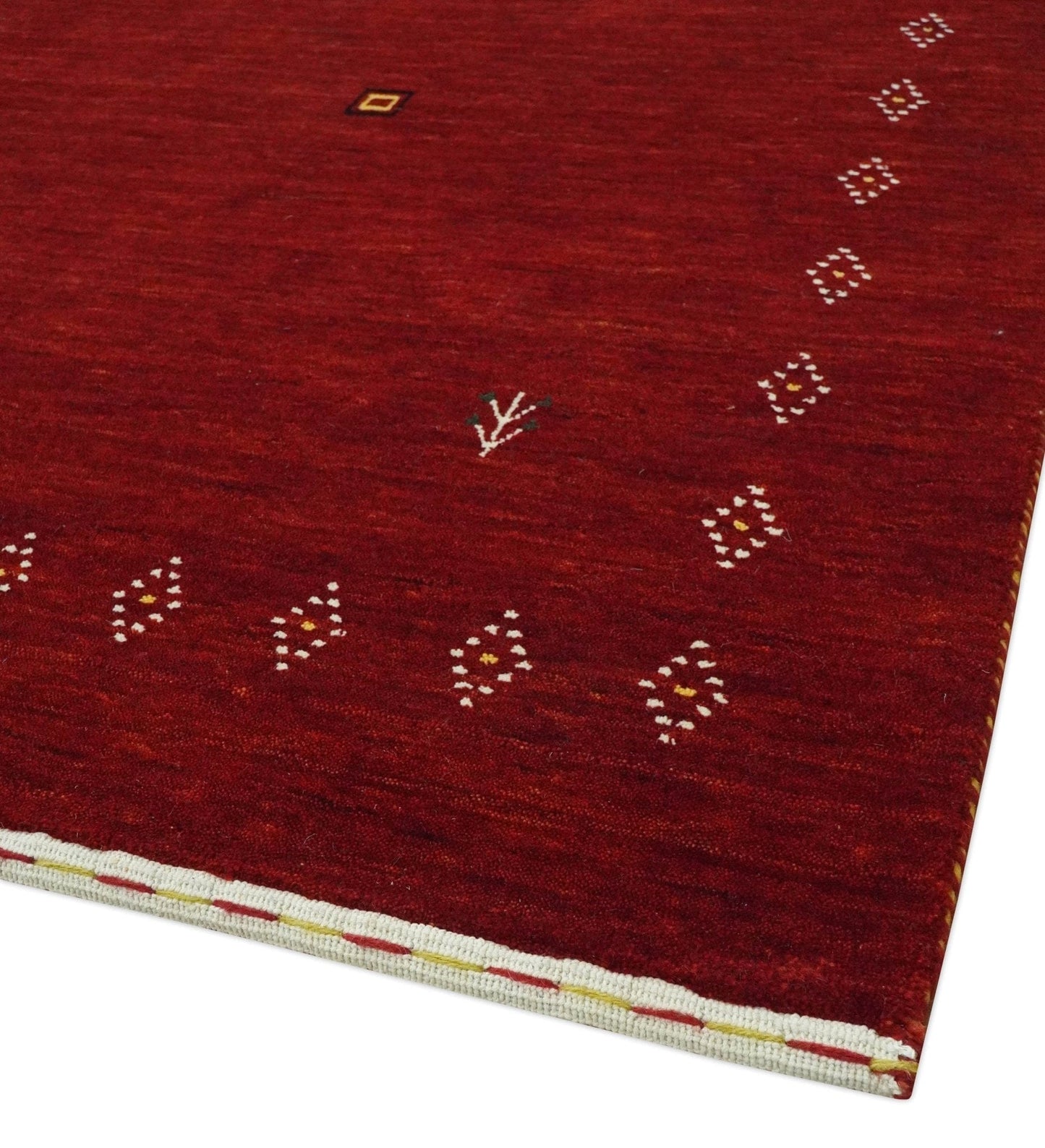 The Rug Decor Area Rug Solid Plain Maroon Geometrical Design Hand loom Custom made wool area Rug Solid Plain Maroon Geometrical Design Hand loom Custom made wool area Rug