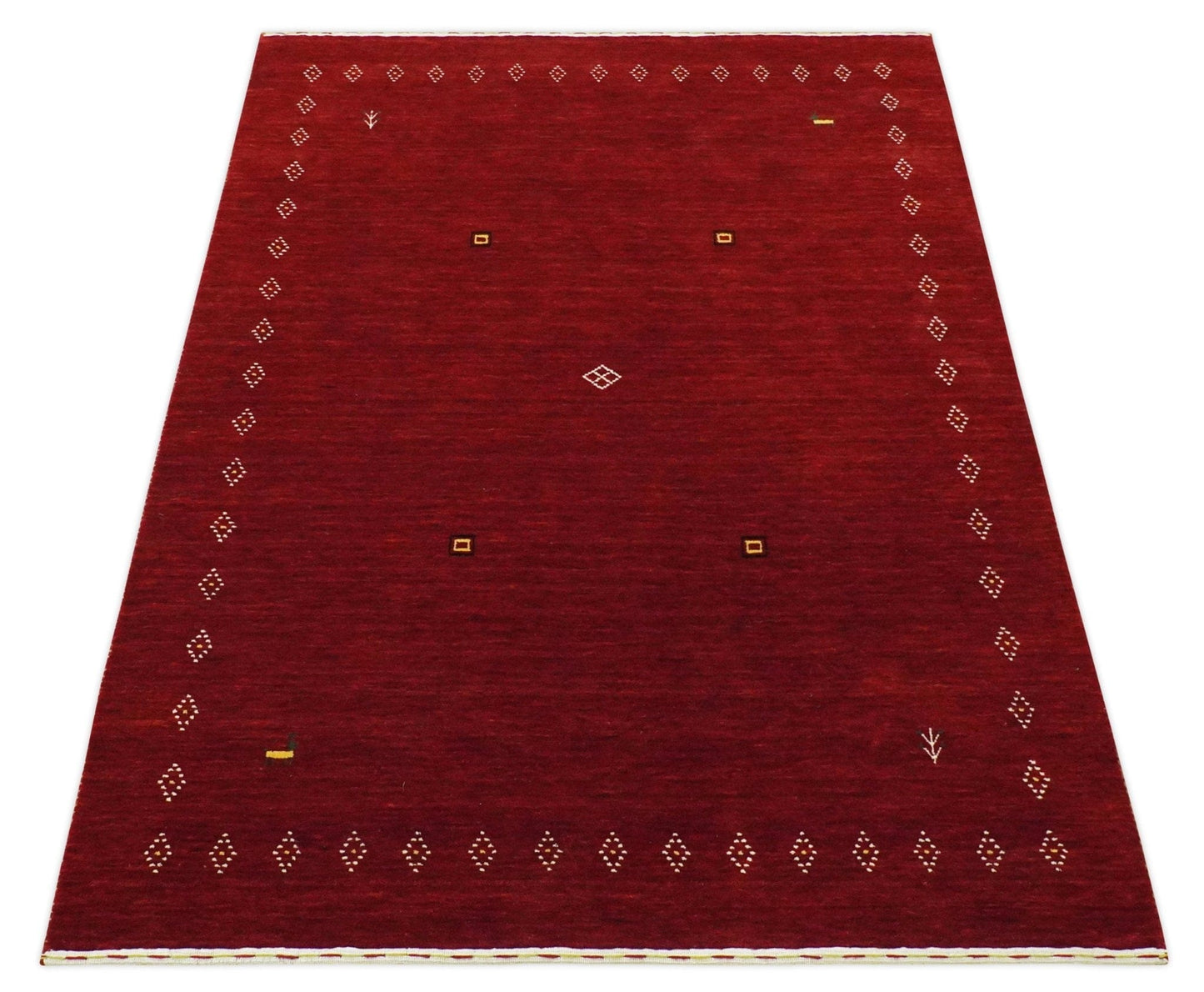 The Rug Decor Area Rug Solid Plain Maroon Geometrical Design Hand loom Custom made wool area Rug Solid Plain Maroon Geometrical Design Hand loom Custom made wool area Rug