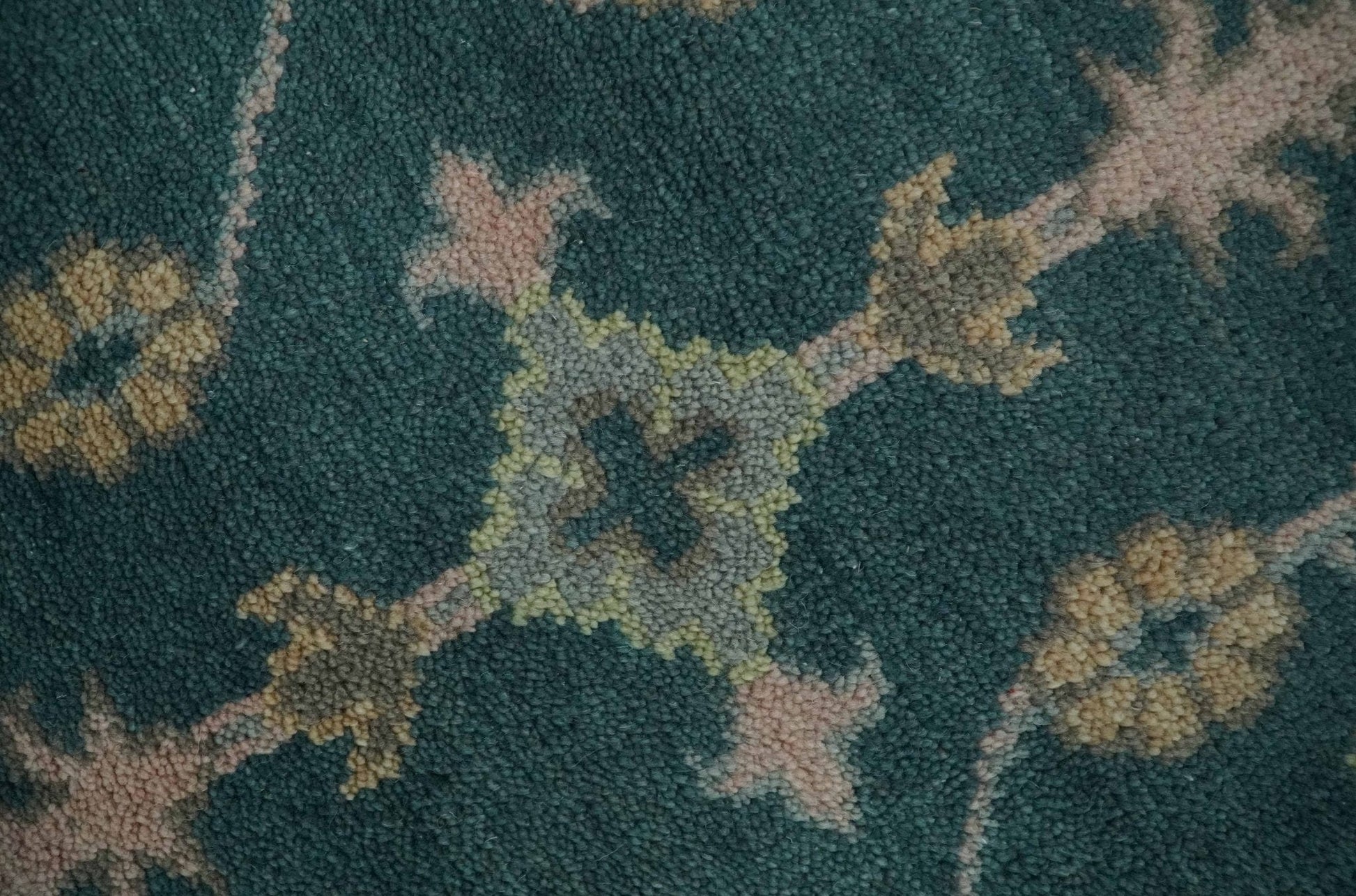 The Rug Decor Area Rug Teal, Gray and Beige Hand Knotted Traditional Oushak Custom Made wool Area Rug Teal, Gray and Beige Hand Knotted Traditional Oushak Custom Made wool Area Rug