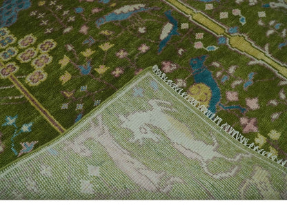 The Rug Decor Area Rug The Green Jungle Life Teal and Peach Peacock Bird Hand Knotted Custom Made Wool Area Rug The Green Jungle Life Teal and Peach Peacock Bird Hand Knotted Custom Made Wool Area Rug