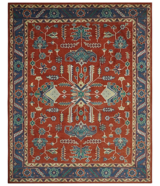 The Rug Decor Area Rug 8x10 Traditional Floral Red, Blue, Beige and Green Hand Knotted Medallion Custom Made wool Area Rug Traditional Floral Red, Blue, Beige and Green Hand Knotted Medallion Custom Made wool Area Rug