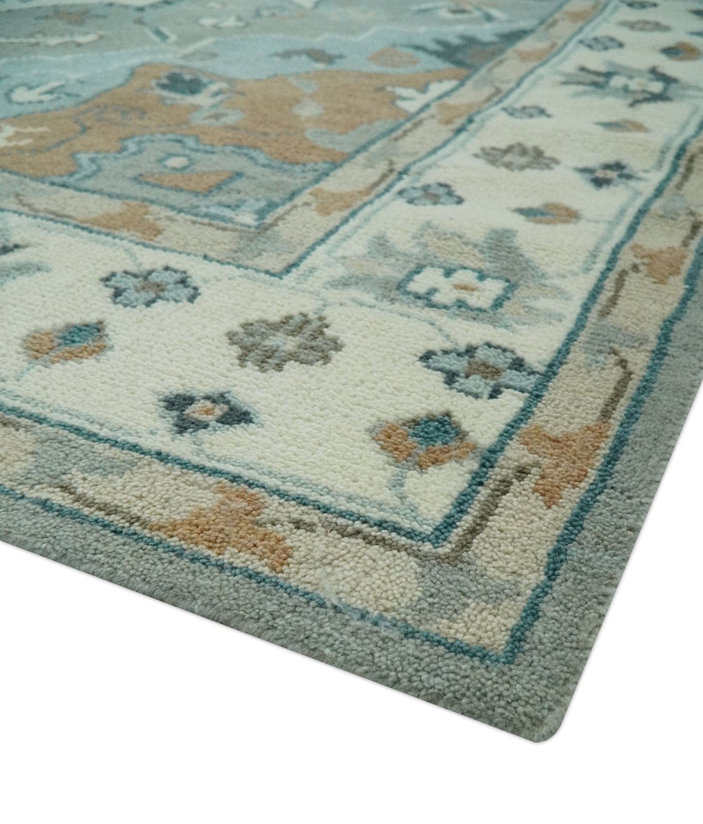 The Rug Decor Area Rug Traditional Heriz Gray and Ivory Floral Hand Knotted Custom Made wool Area Rug Traditional Heriz Gray and Ivory Floral Hand Knotted Custom Made wool Area Rug