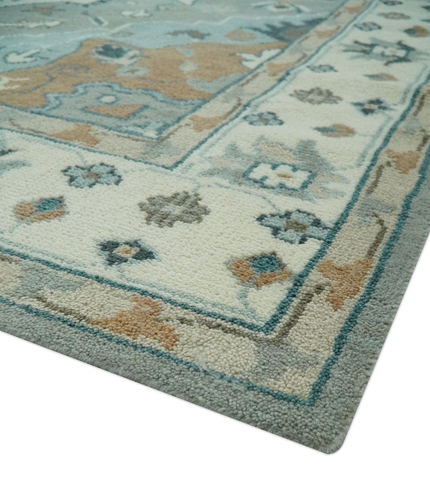 The Rug Decor Area Rug Traditional Heriz Gray and Ivory Floral Hand Knotted Custom Made wool Area Rug Traditional Heriz Gray and Ivory Floral Hand Knotted Custom Made wool Area Rug