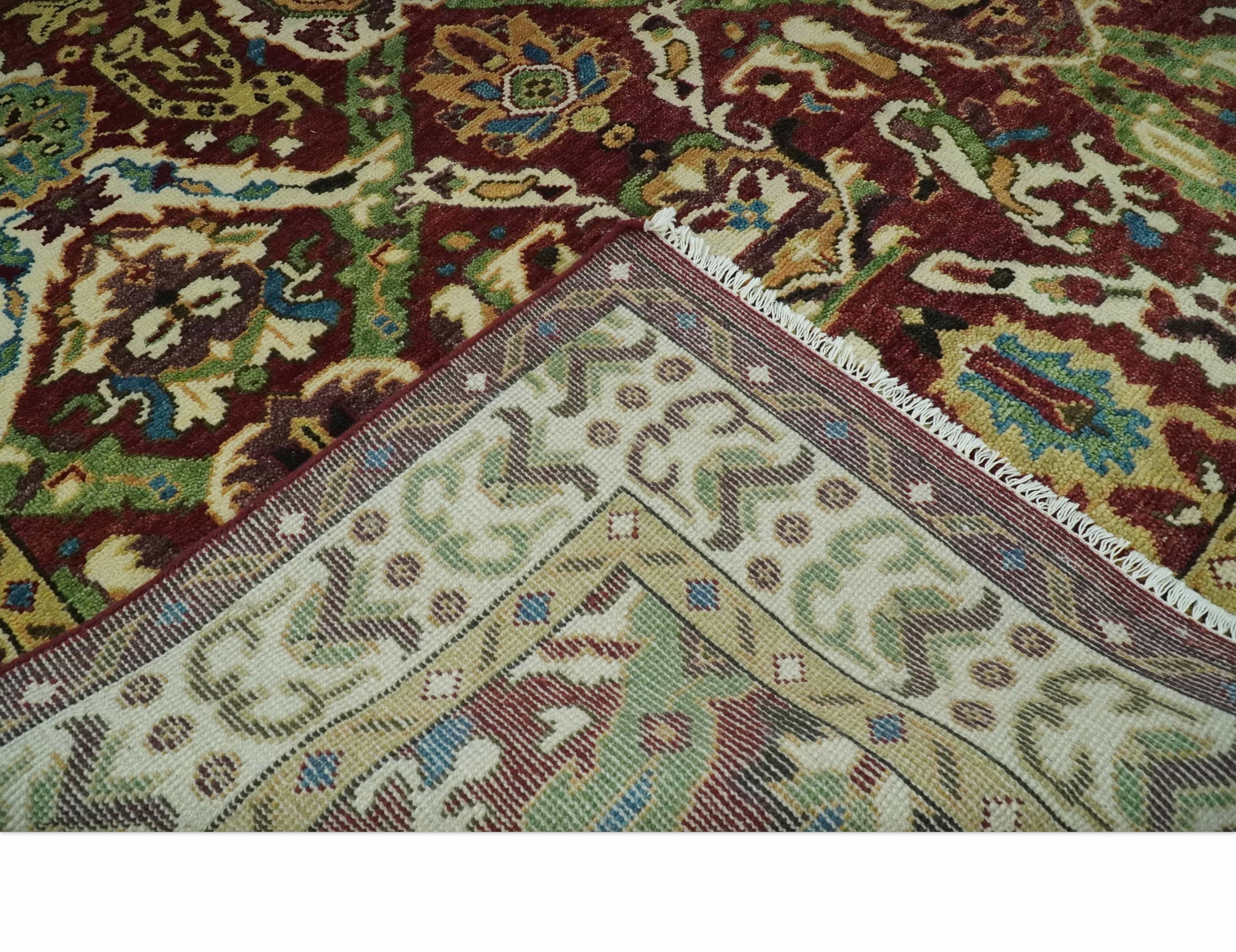 The Rug Decor Area Rug Traditional Large Design Maroon and Green Hand Knotted Custom Made wool area rug Traditional Large Design Maroon and Green Hand Knotted Custom Made wool area rug