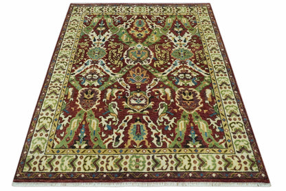 The Rug Decor Area Rug Traditional Large Design Maroon and Green Hand Knotted Custom Made wool area rug Traditional Large Design Maroon and Green Hand Knotted Custom Made wool area rug