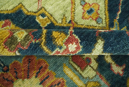 The Rug Decor Area Rug Traditional Oushak Blue and Gold Antique Style Hand knotted Custom Made Area Rug Traditional Oushak Blue and Gold Antique Style Hand knotted Custom Made Area Rug