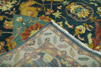 The Rug Decor Area Rug Traditional Oushak Blue and Gold Antique Style Hand knotted Custom Made Area Rug Traditional Oushak Blue and Gold Antique Style Hand knotted Custom Made Area Rug