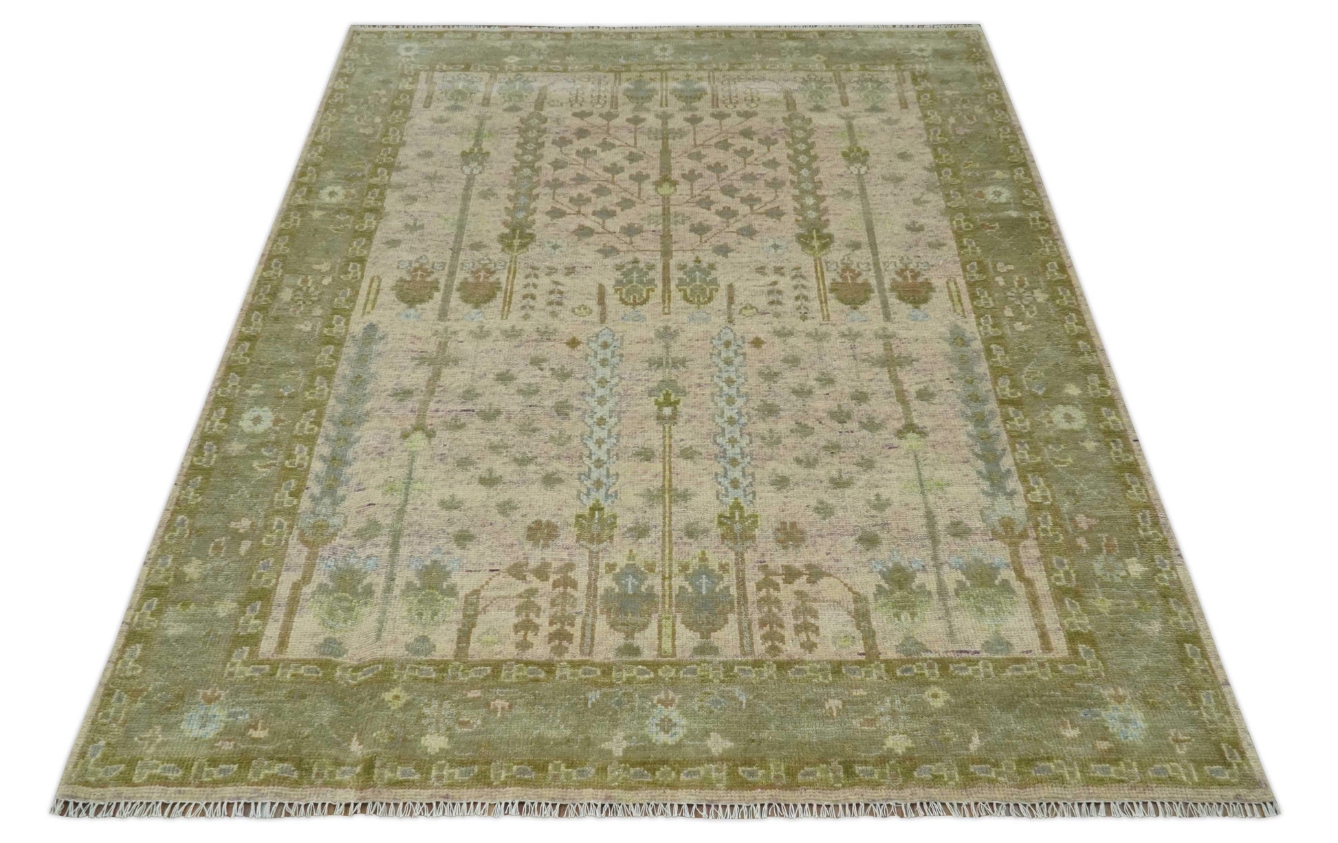 The Rug Decor Area Rug Tree of life Beige, Purple and Olive Hand Knotted Traditional Floral Custom Made wool rug Tree of life Beige, Purple and Olive Hand Knotted Traditional Floral Custom Made wool rug
