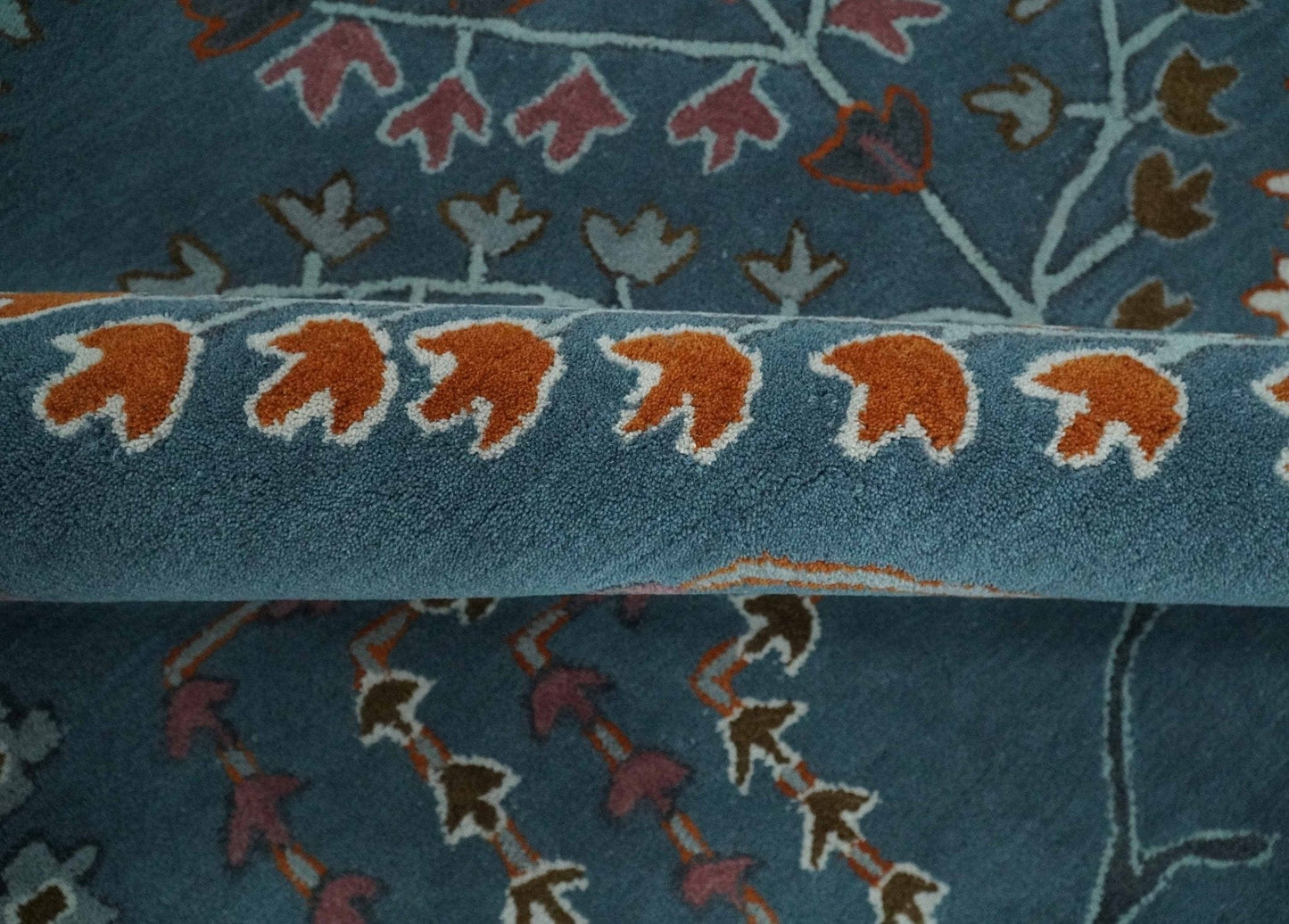 The Rug Decor Area Rug Tree of life Hand Tufted Teal Blue, Brown and Red Traditional Floral Custom Made Wool Area Rug, Kids, Living Room and Bedroom Rug Tree of life Hand Tufted Teal Blue, Brown and Red Traditional Floral Custom Made Wool Area Rug, Kids, Living Room and Bedroom Rug