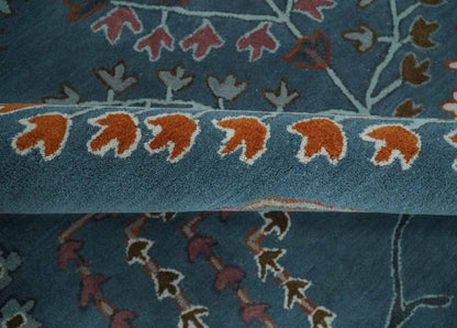 The Rug Decor Area Rug Tree of life Hand Tufted Teal Blue, Brown and Red Traditional Floral Custom Made Wool Area Rug, Kids, Living Room and Bedroom Rug Tree of life Hand Tufted Teal Blue, Brown and Red Traditional Floral Custom Made Wool Area Rug, Kids, Living Room and Bedroom Rug