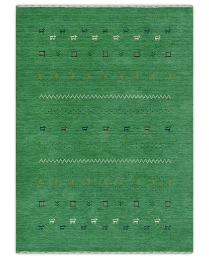 The Rug Decor Area Rug Tribal Design Green Custom Made Traditional Hand loom Wool Area Rug Tribal Design Green Custom Made Traditional Hand loom Wool Area Rug
