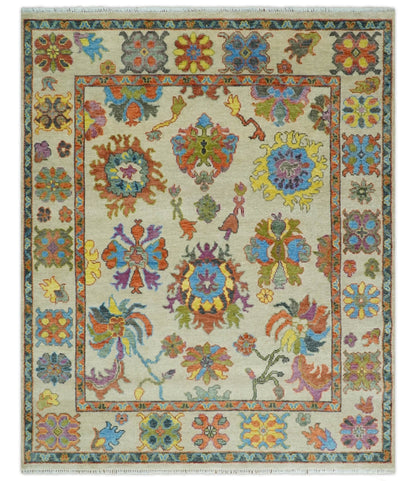 The Rug Decor Area Rug 8x10 Vibrant Colorful Beige and Rust Traditional Oushak Custom Made wool Area Rug Vibrant Colorful Beige and Rust Traditional Oushak Custom Made wool Area Rug