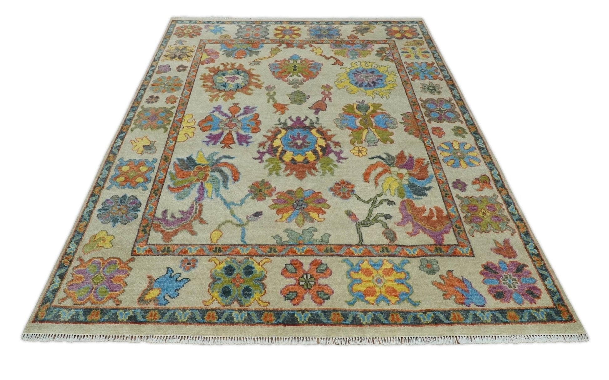 The Rug Decor Area Rug Vibrant Colorful Beige and Rust Traditional Oushak Custom Made wool Area Rug Vibrant Colorful Beige and Rust Traditional Oushak Custom Made wool Area Rug