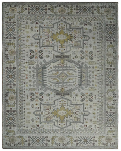 The Rug Decor Area Rug 8x10 Vintage Distressed Turkish Hand Knotted Serapi Silver, Gray and Olive Traditional Custom Made wool Area Rug Vintage Distressed Turkish Hand Knotted Serapi Silver, Gray and Olive Traditional Custom Made wool Area Rug