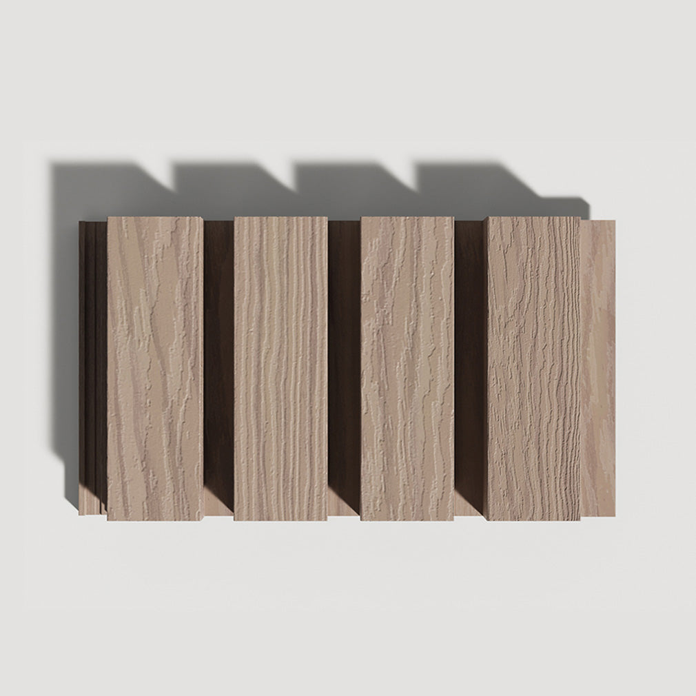 Exterior Wood-Look Composite Slat Panel Samples.