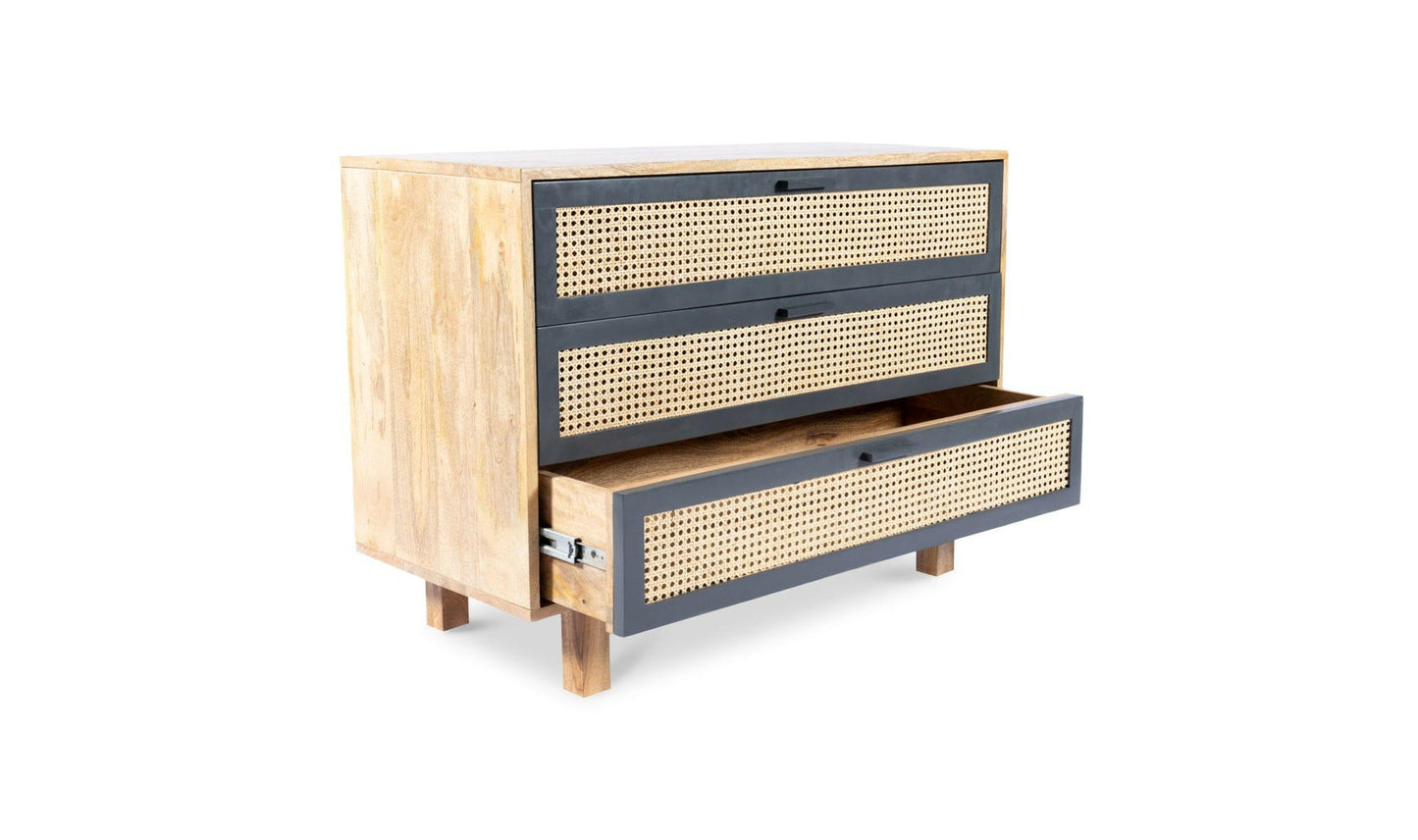 Moe's ASHTON CHEST SQUARE Organic Bookshelf Slab with Glass Shelves