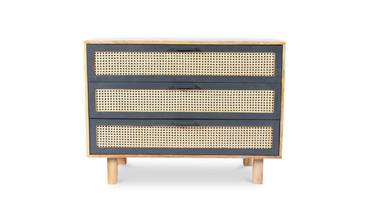 Moe's Natural ASHTON CHEST SQUARE Organic Bookshelf Slab with Glass Shelves