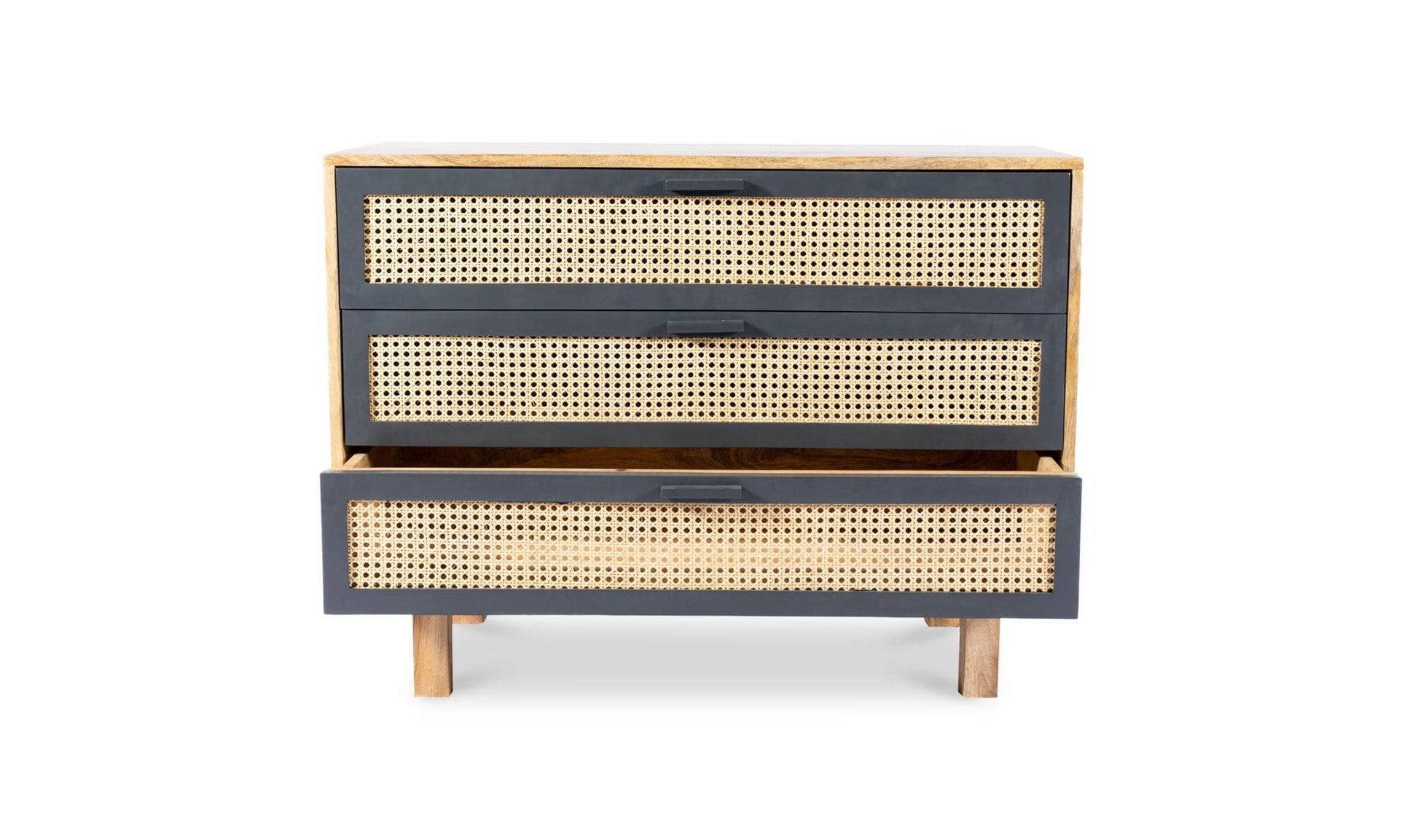 Moe's ASHTON CHEST SQUARE Organic Bookshelf Slab with Glass Shelves