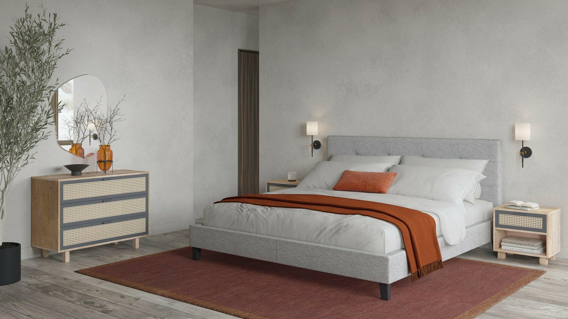 Moe's ASHTON CHEST SQUARE Organic Bookshelf Slab with Glass Shelves