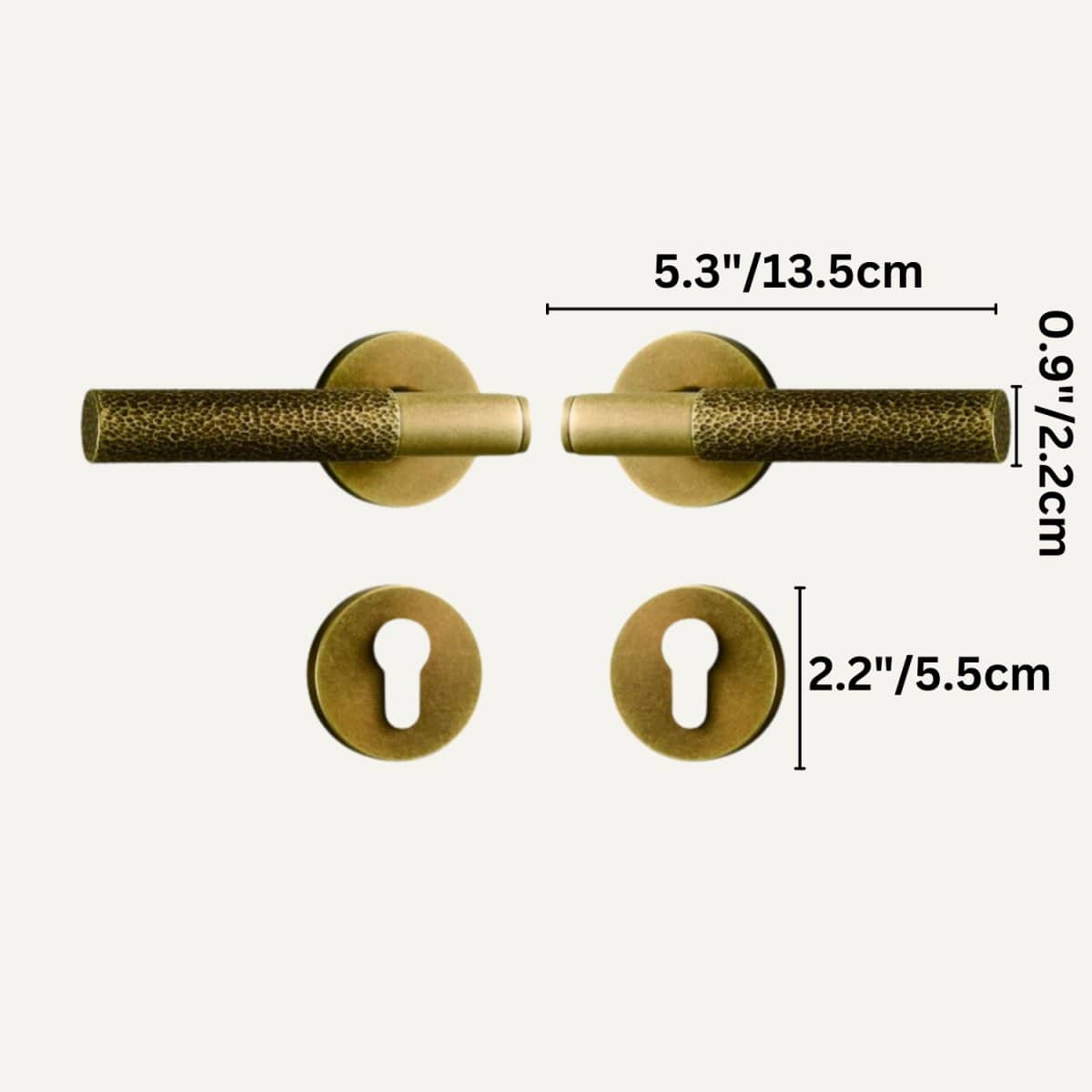 Residence Supply 2.2" x 5.3" / 5.5 x 13.5cm / With Escutcheon Plates / Antique Brass Asper Handle and Lock