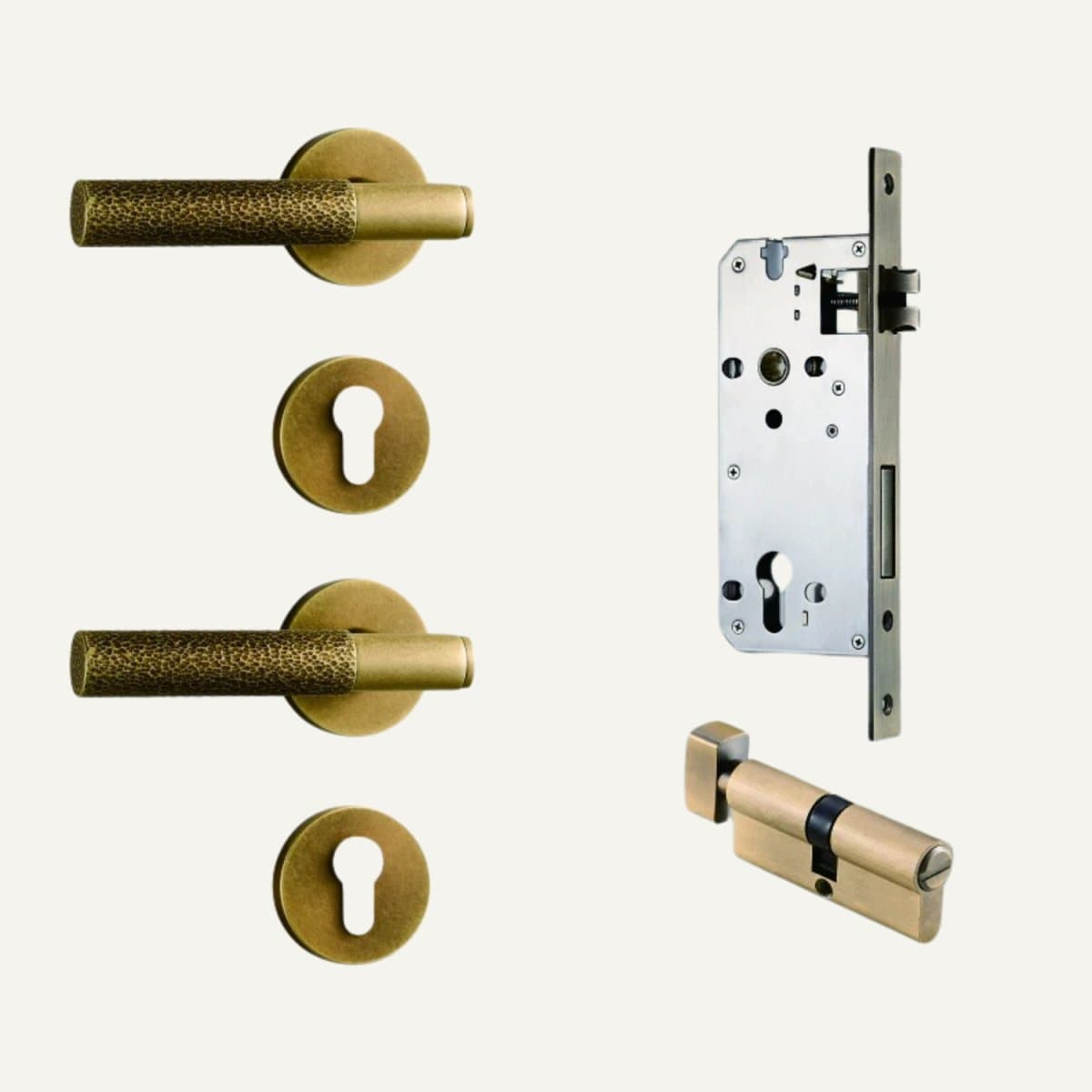 Residence Supply 2.2" x 5.3" / 5.5 x 13.5cm / With Thumb Lock / Antique Brass Asper Handle and Lock