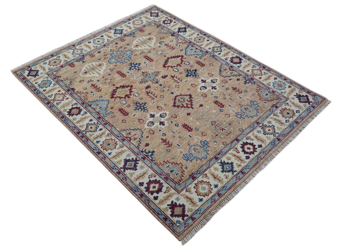 Astra Custom Made Turkish Peach Hand knotted Wool Rug.