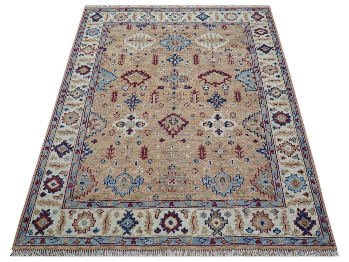 Astra Custom Made Turkish Peach Hand knotted Wool Rug.