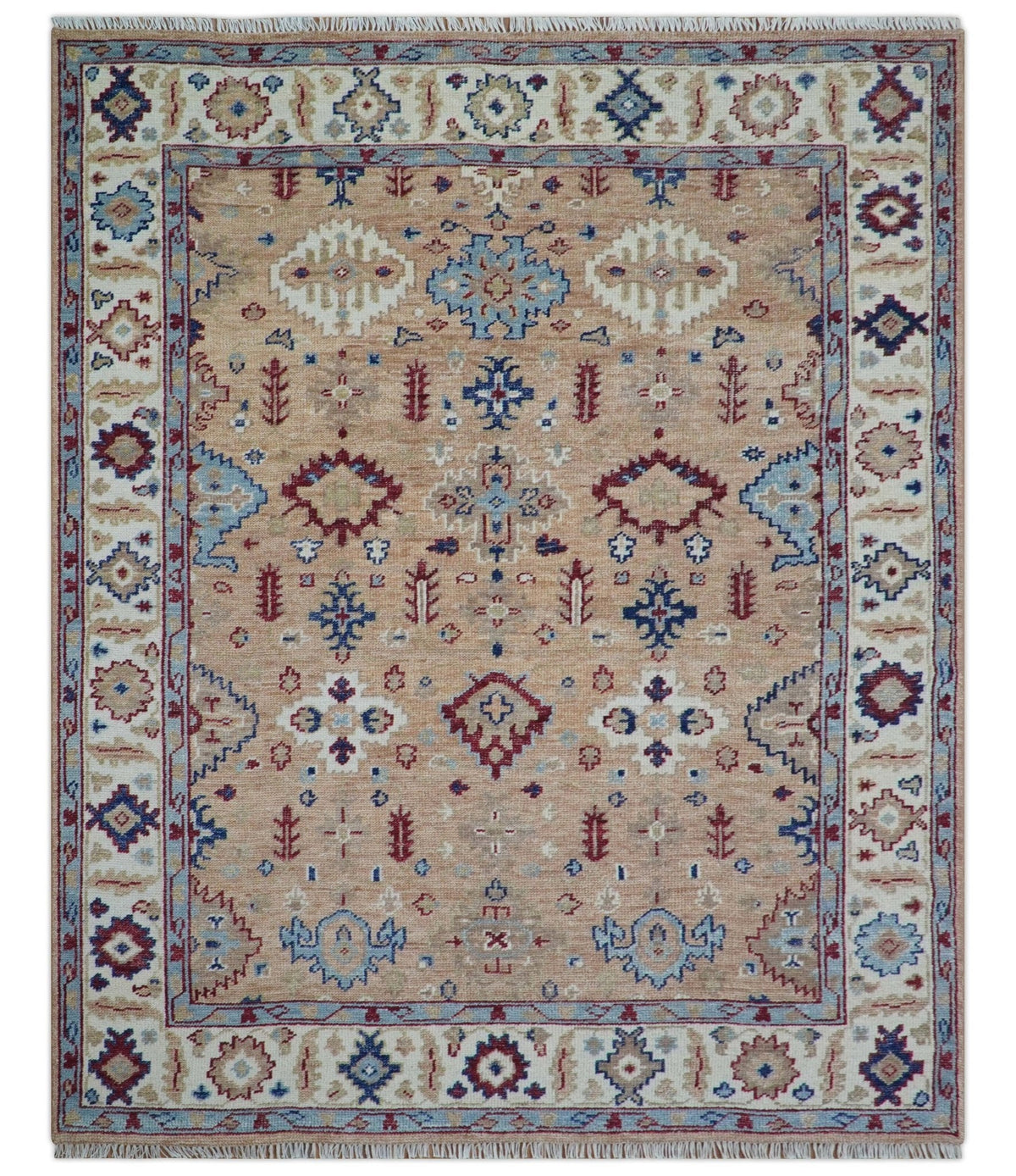 Astra Custom Made Turkish Peach Hand knotted Wool Rug.