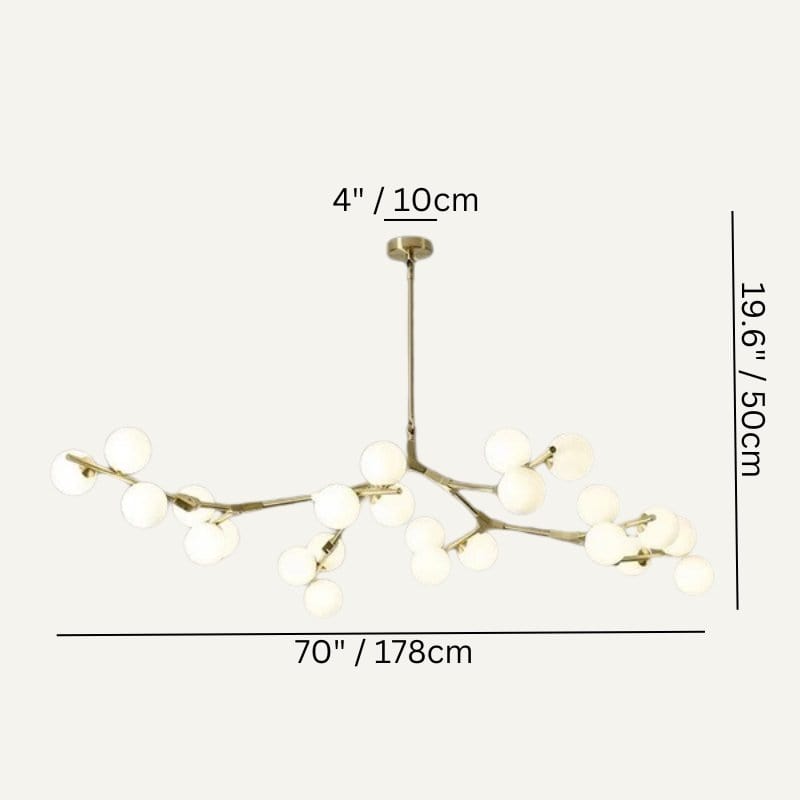 Residence Supply 24Head: 19.6" x 70" / 50 x 178cm / 120W / Gold / Warm White 3000K Astraia Chandelier Light