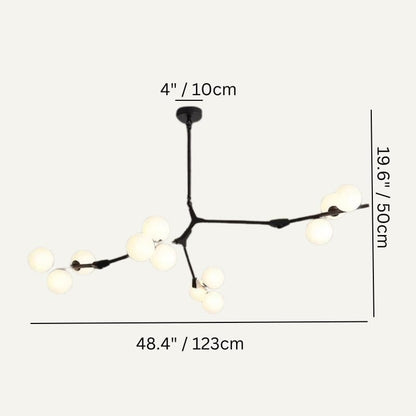 Residence Supply 12Head: 19.6" x  48.4" / 50 x 123cm / 60W / Black / Warm White 3000K Astraia Chandelier Light