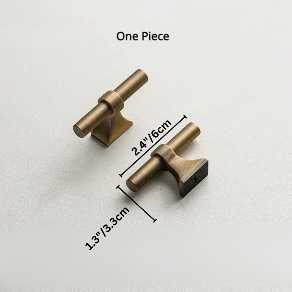 Residence Supply T Knob: 2.4" / 6cm Atiq Brass Knob & Pull Bar