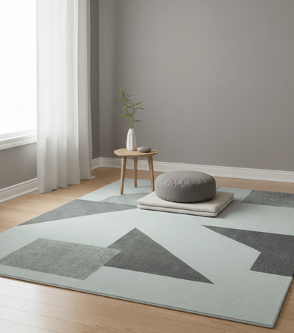 Azure Custom Made Geometrical Charcoal And Gray Hand Tufted Wool  Rug.
