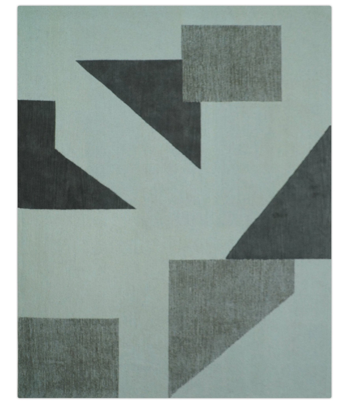 Azure Custom Made Geometrical Charcoal And Gray Hand Tufted Wool  Rug.