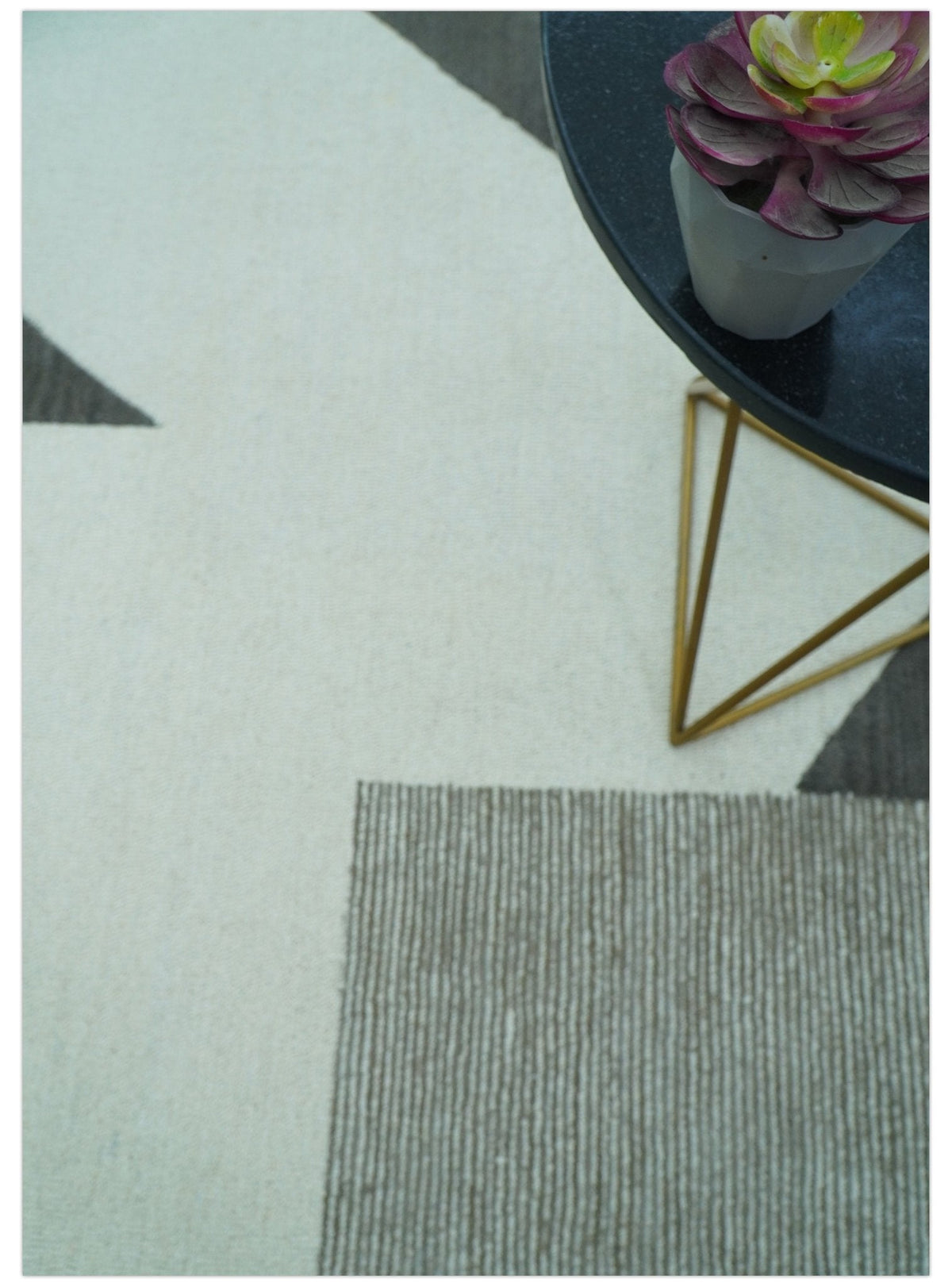 Azure Custom Made Geometrical Charcoal And Gray Hand Tufted Wool  Rug.