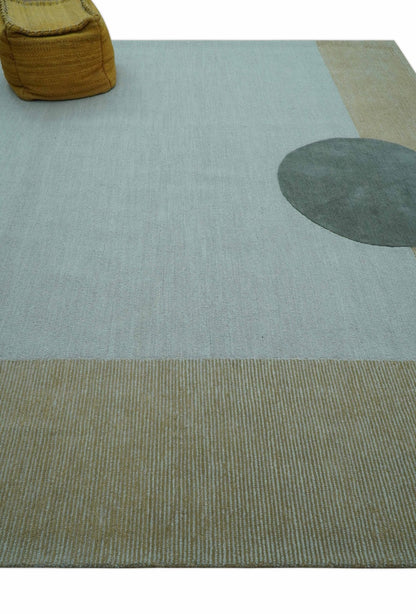 Azure Custom Made Modern Design Gray and Brown Hand Tufted Wool Rug.