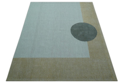 Azure Custom Made Modern Design Gray and Brown Hand Tufted Wool Rug.