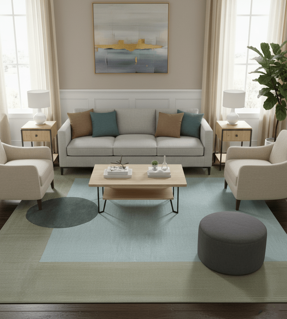 Azure Custom Made Modern Design Gray and Brown Hand Tufted Wool Rug.