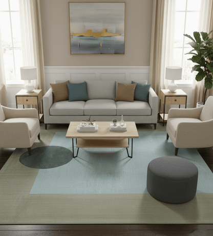 Azure Custom Made Modern Design Gray and Brown Hand Tufted Wool Rug.