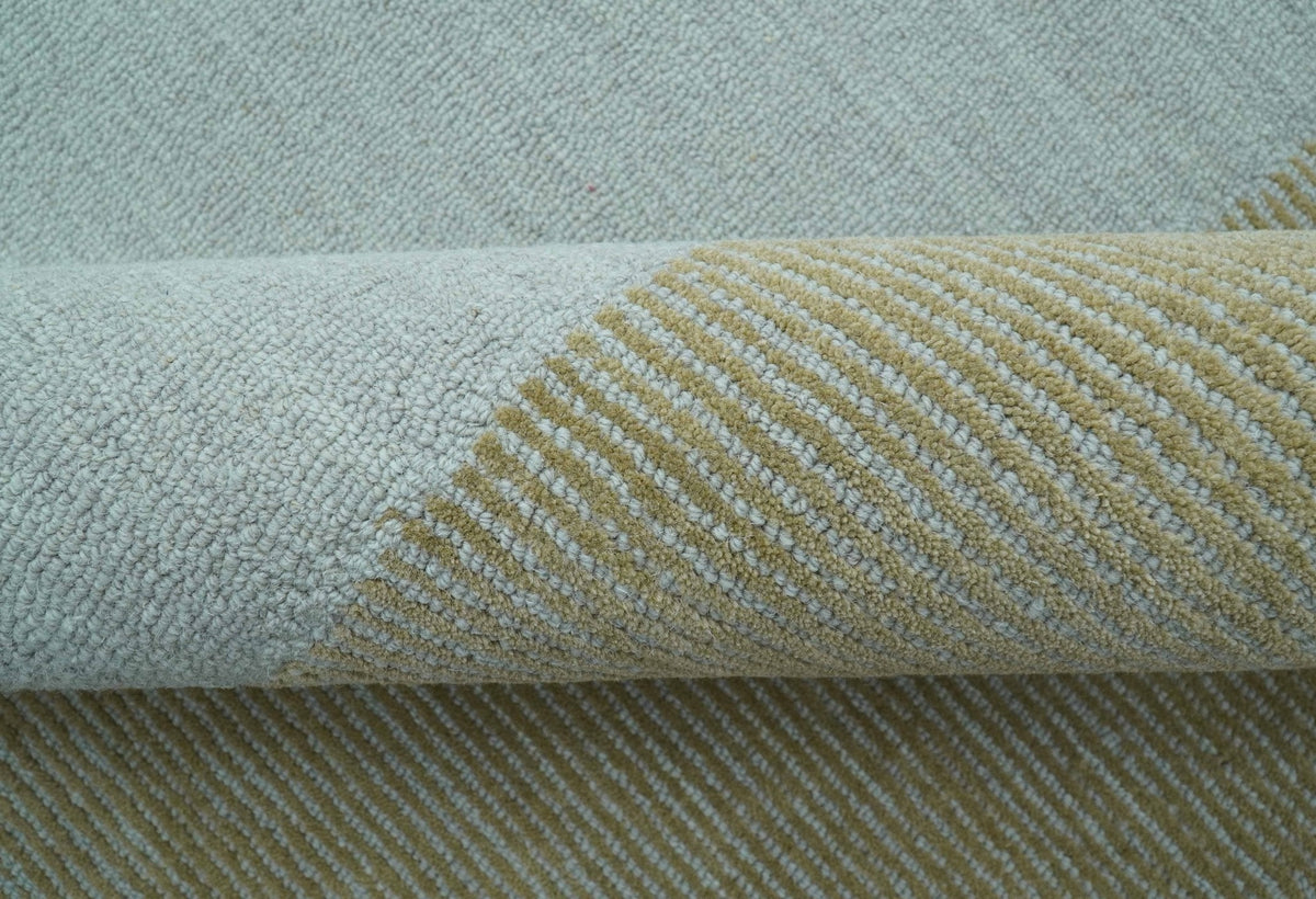Azure Custom Made Modern Design Gray and Brown Hand Tufted Wool Rug.