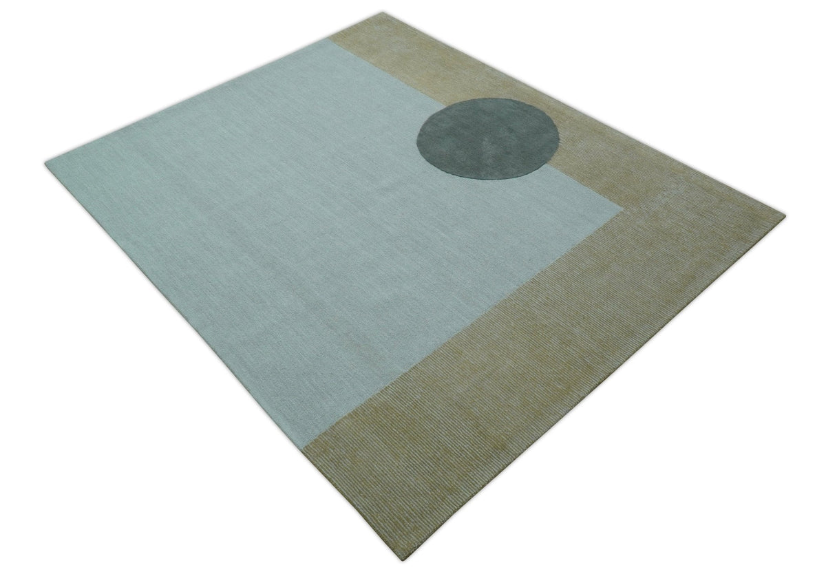 Azure Custom Made Modern Design Gray and Brown Hand Tufted Wool Rug.