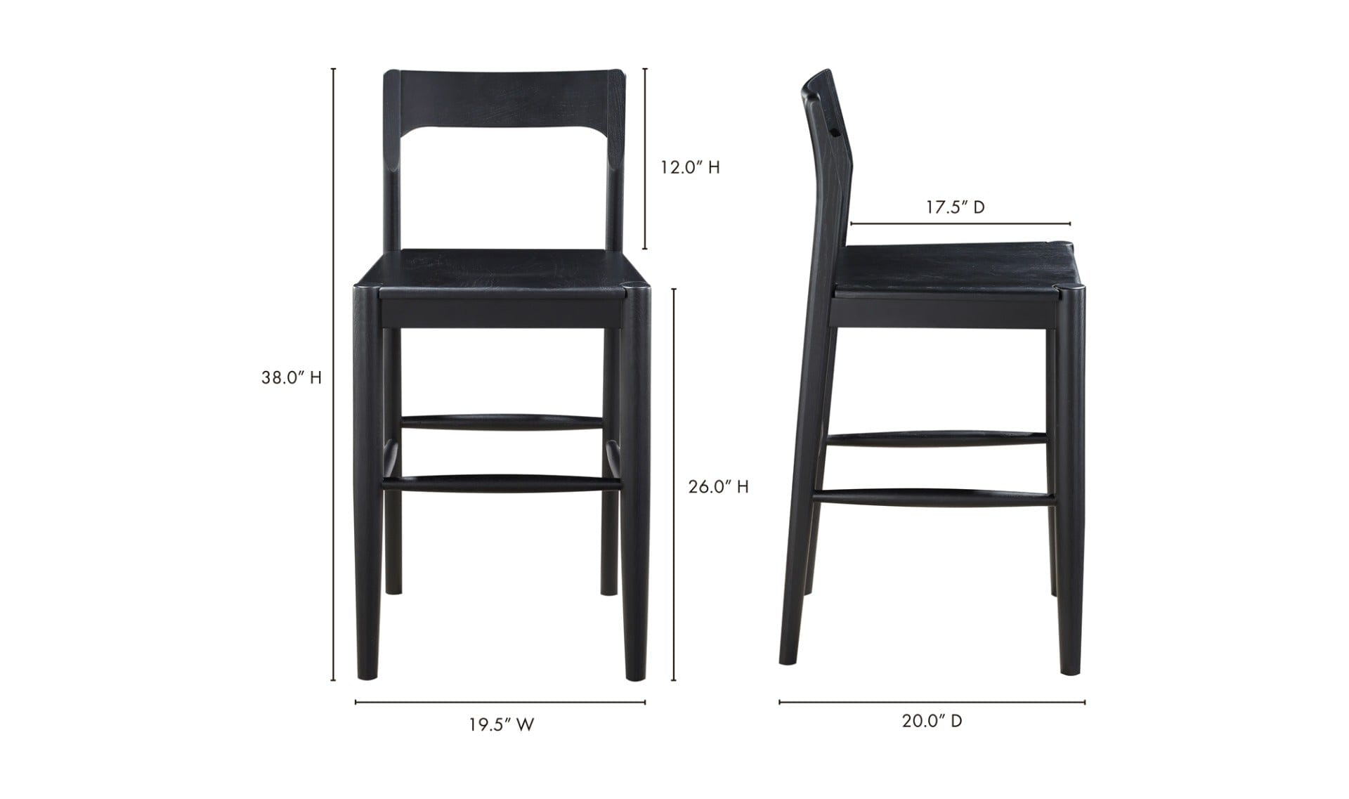 Moe's Home Collection Bar stool OWING COUNTER STOOL BLACK OWING COUNTER STOOL BLACK