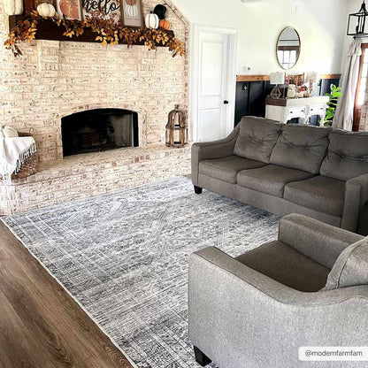 Barny Gray Blue Washable Rug - Clearance.